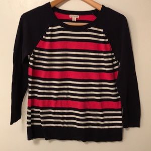 Merona navy, pink, white striped sweater